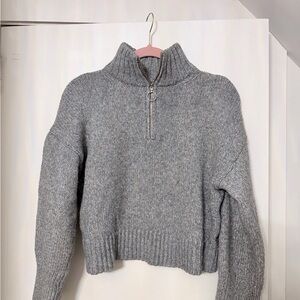 ASOS Design Gray Ribbed Half Zip Sweater Women’s XS Knit Pullover Preppy